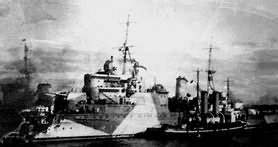 The damaged HMS Liverpool.
